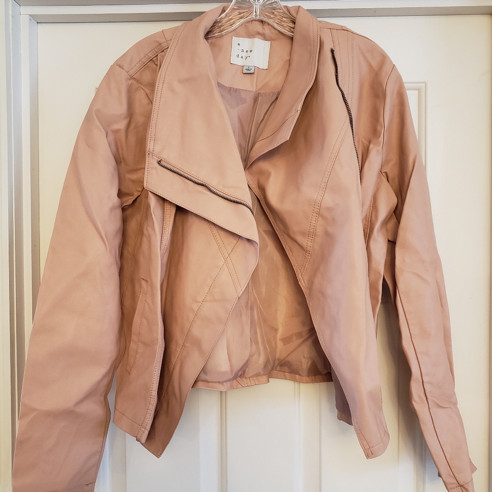 Faux leather moto jacket